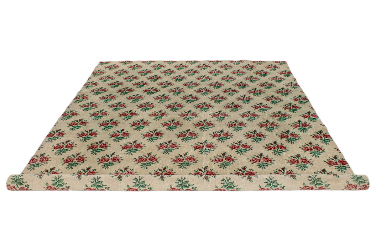 7x10 Ivory and Multicolor Turkish Anatolian Rug
