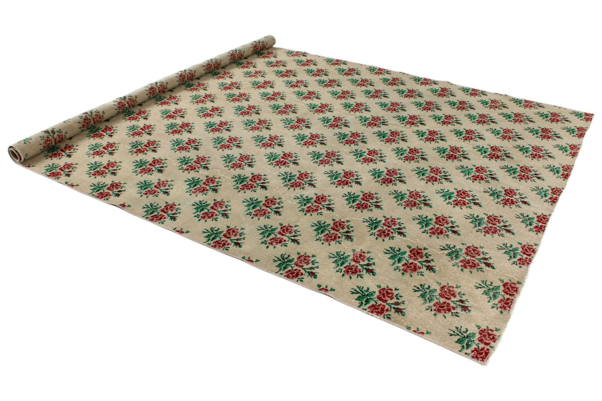 7x10 Ivory and Multicolor Turkish Anatolian Rug