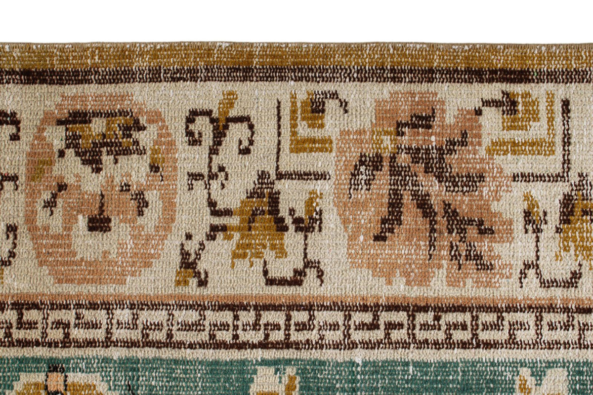 7x10 Turquoıse and Ivory Turkish Anatolian Rug