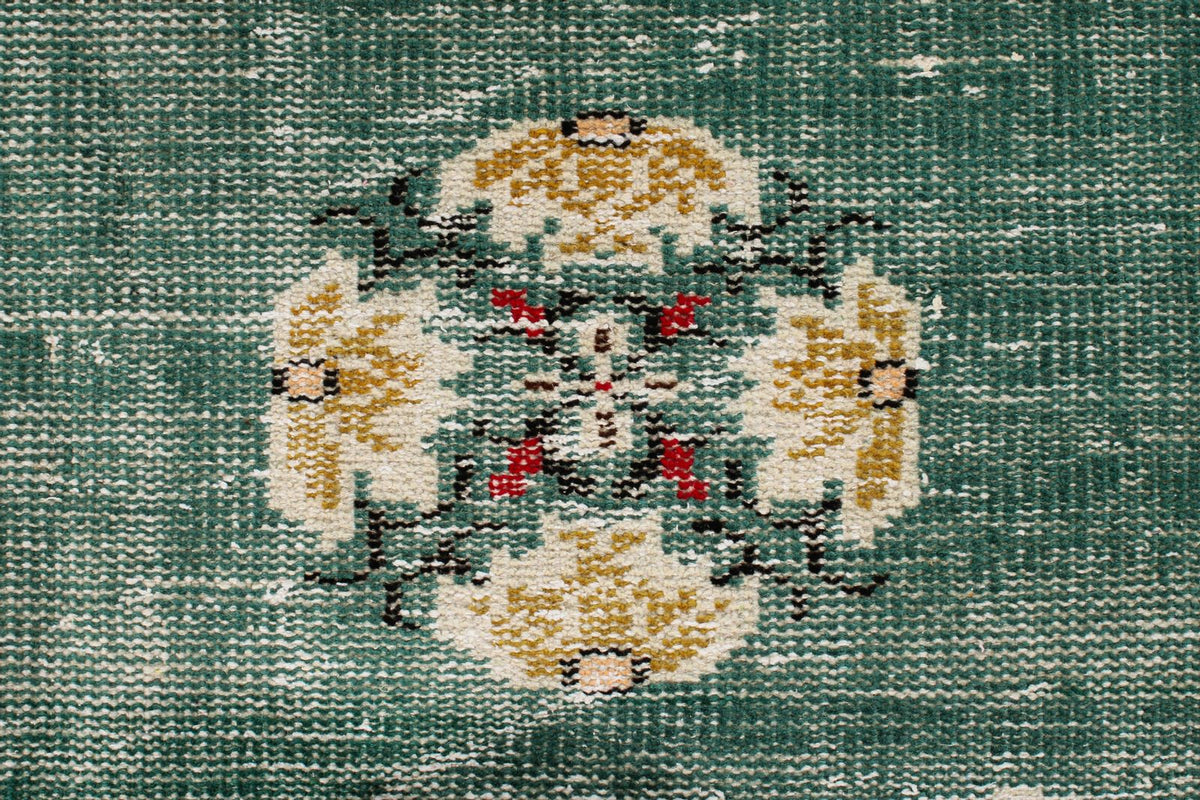 7x10 Turquoıse and Ivory Turkish Anatolian Rug