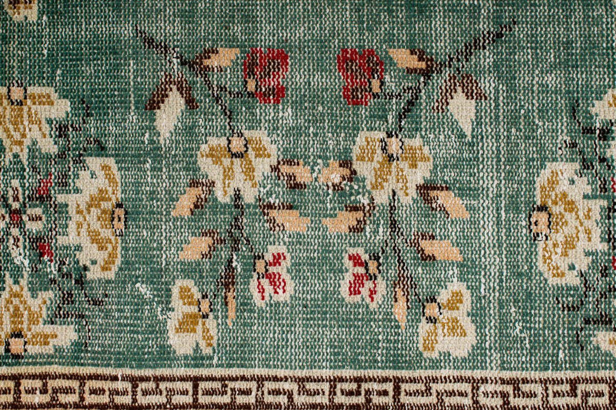 7x10 Turquoıse and Ivory Turkish Anatolian Rug