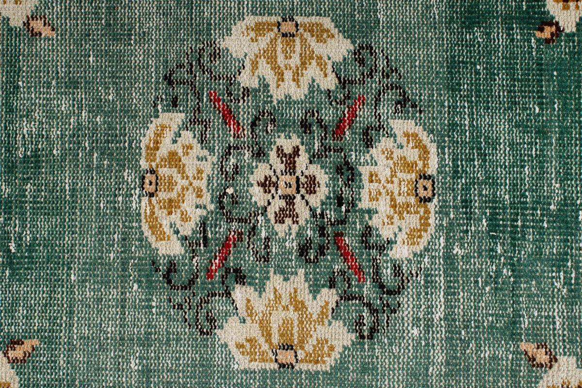 7x10 Turquoıse and Ivory Turkish Anatolian Rug