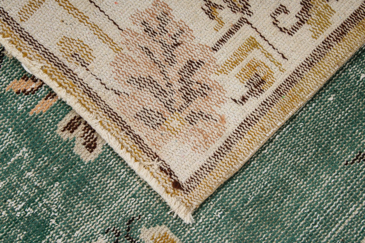 7x10 Turquoıse and Ivory Turkish Anatolian Rug