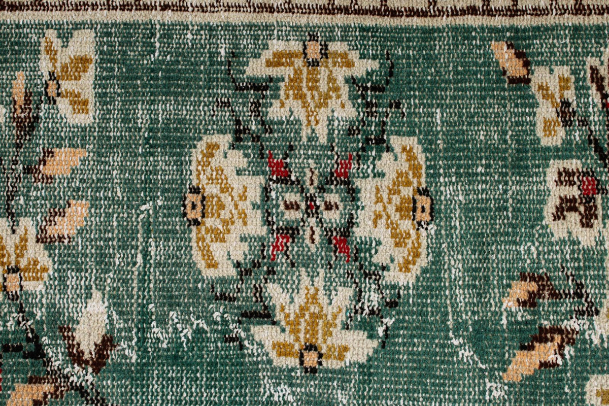 7x10 Turquoıse and Ivory Turkish Anatolian Rug