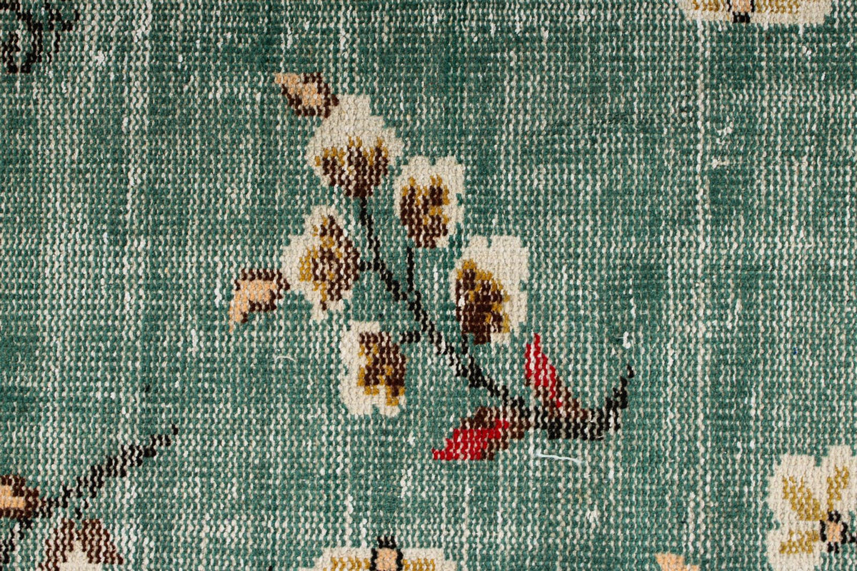 7x10 Turquoıse and Ivory Turkish Anatolian Rug