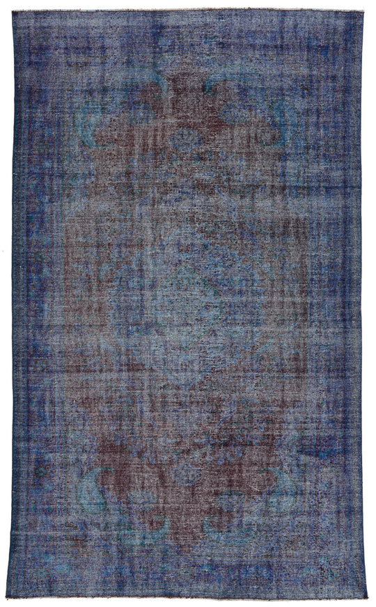 6x10 Dark Red and Navy Turkish Anatolian Rug