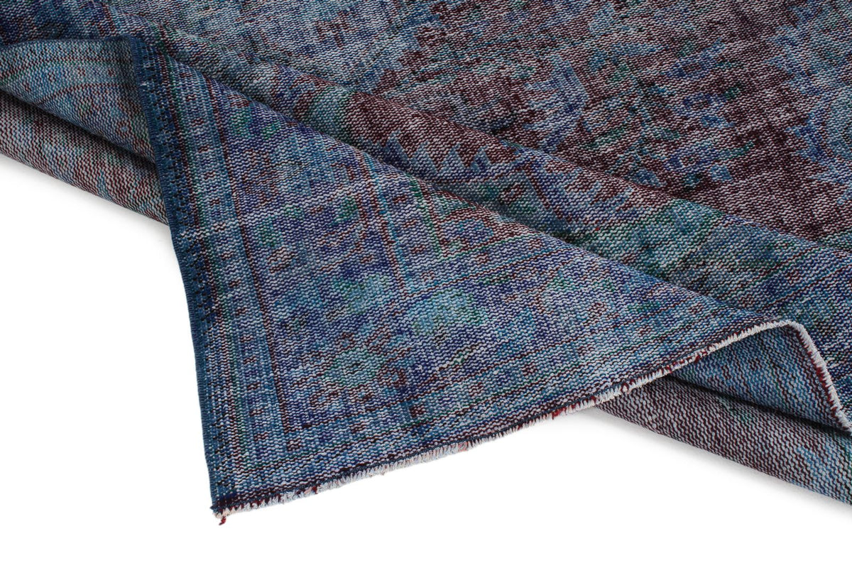 6x10 Dark Red and Navy Turkish Anatolian Rug