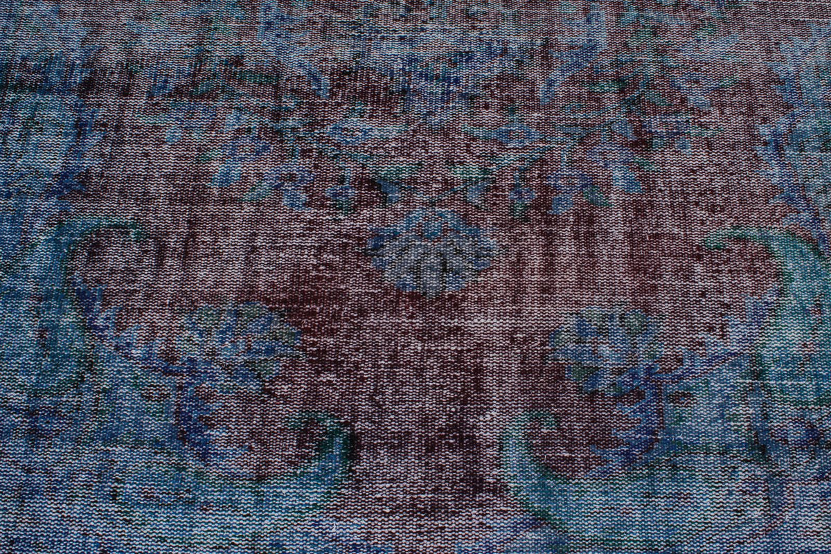 6x10 Dark Red and Navy Turkish Anatolian Rug