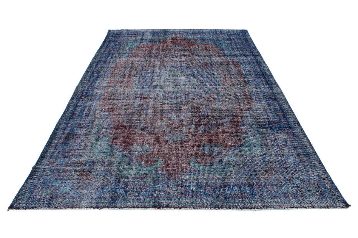 6x10 Dark Red and Navy Turkish Anatolian Rug
