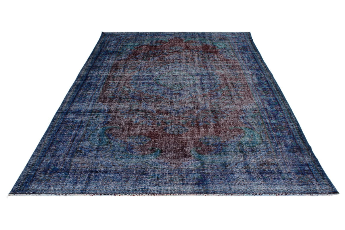 6x10 Dark Red and Navy Turkish Anatolian Rug