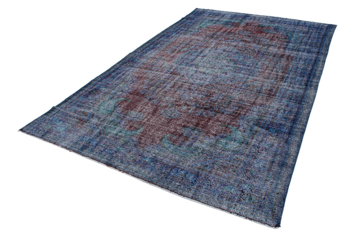 6x10 Dark Red and Navy Turkish Anatolian Rug