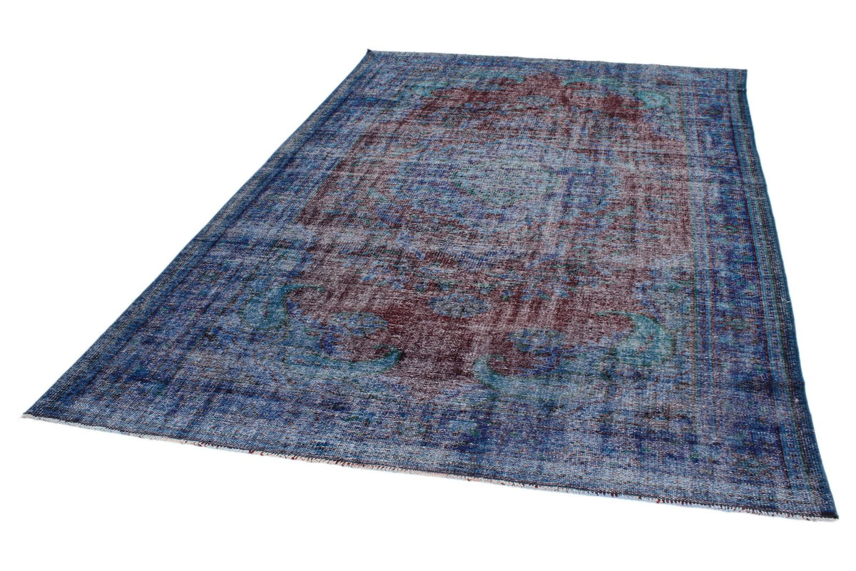 6x10 Dark Red and Navy Turkish Anatolian Rug