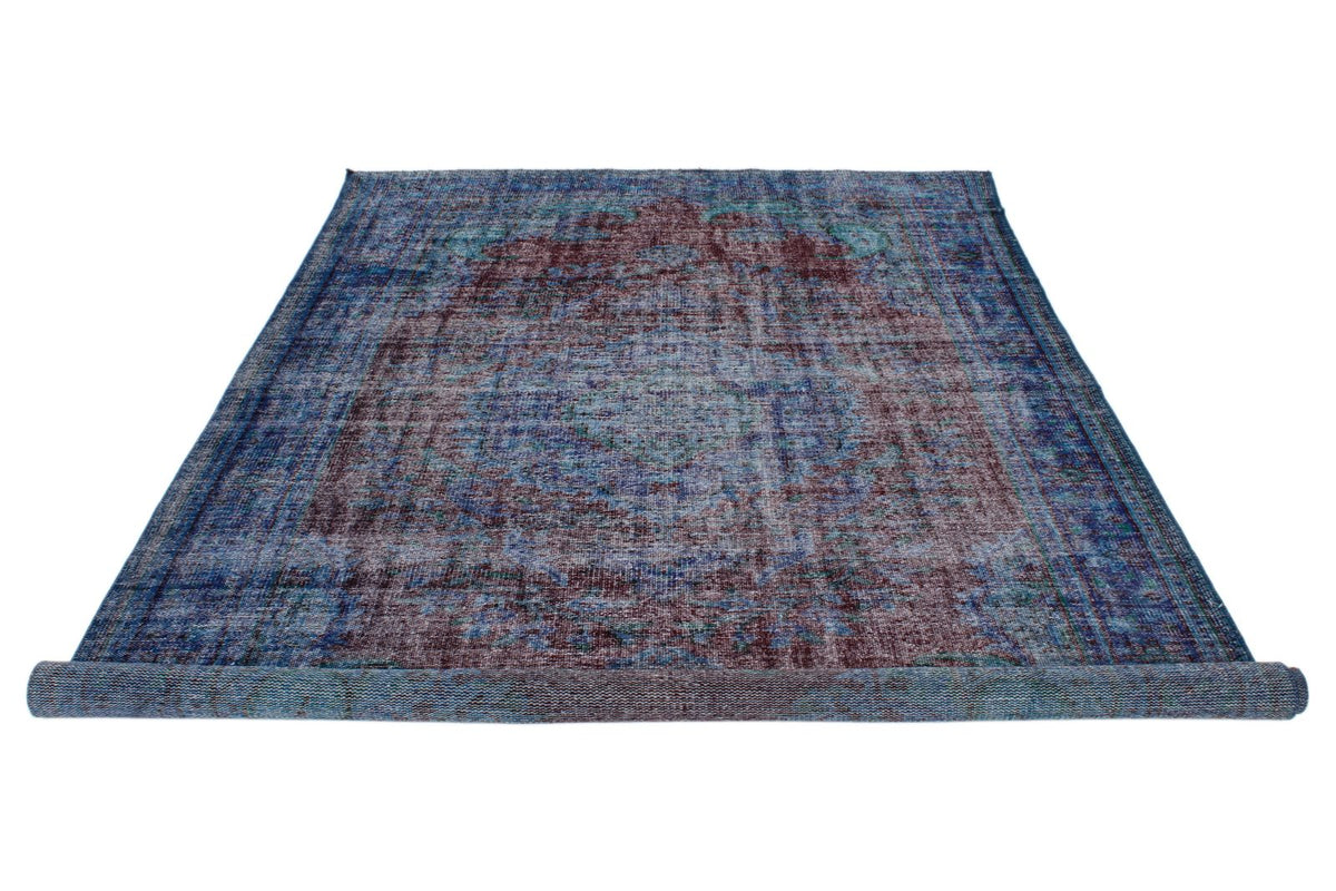 6x10 Dark Red and Navy Turkish Anatolian Rug
