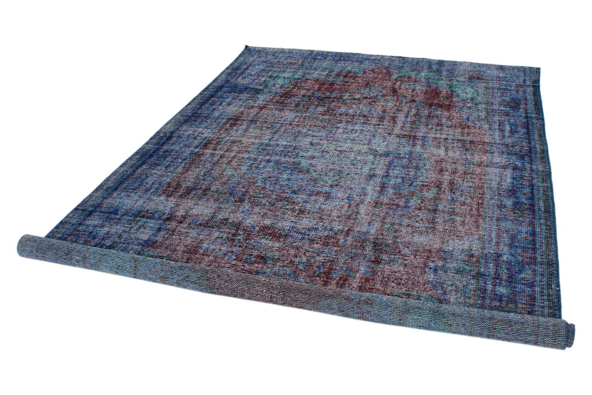 6x10 Dark Red and Navy Turkish Anatolian Rug