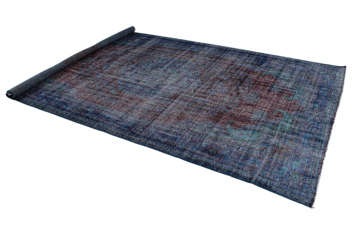 6x10 Dark Red and Navy Turkish Anatolian Rug