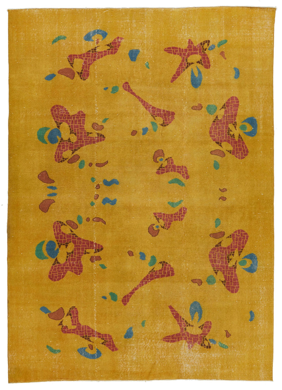 7x10 Mustard and Multicolor Turkish Anatolian Rug