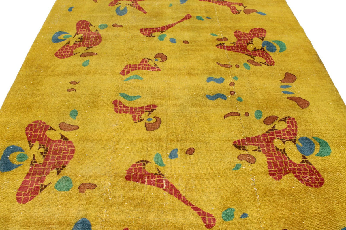 7x10 Mustard and Multicolor Turkish Anatolian Rug
