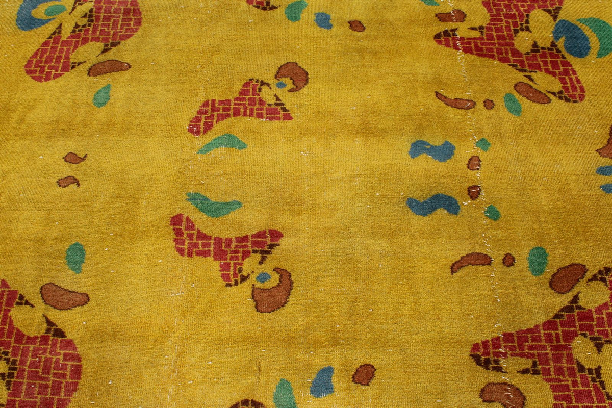 7x10 Mustard and Multicolor Turkish Anatolian Rug