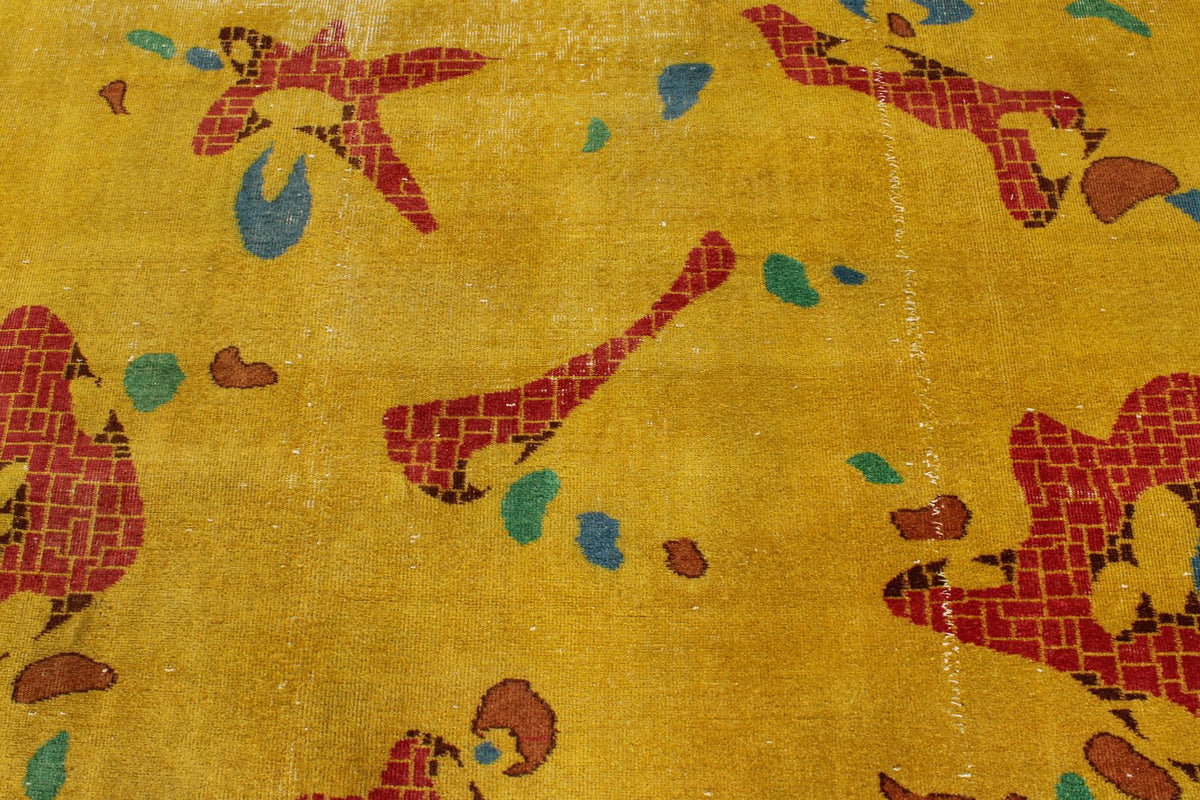 7x10 Mustard and Multicolor Turkish Anatolian Rug