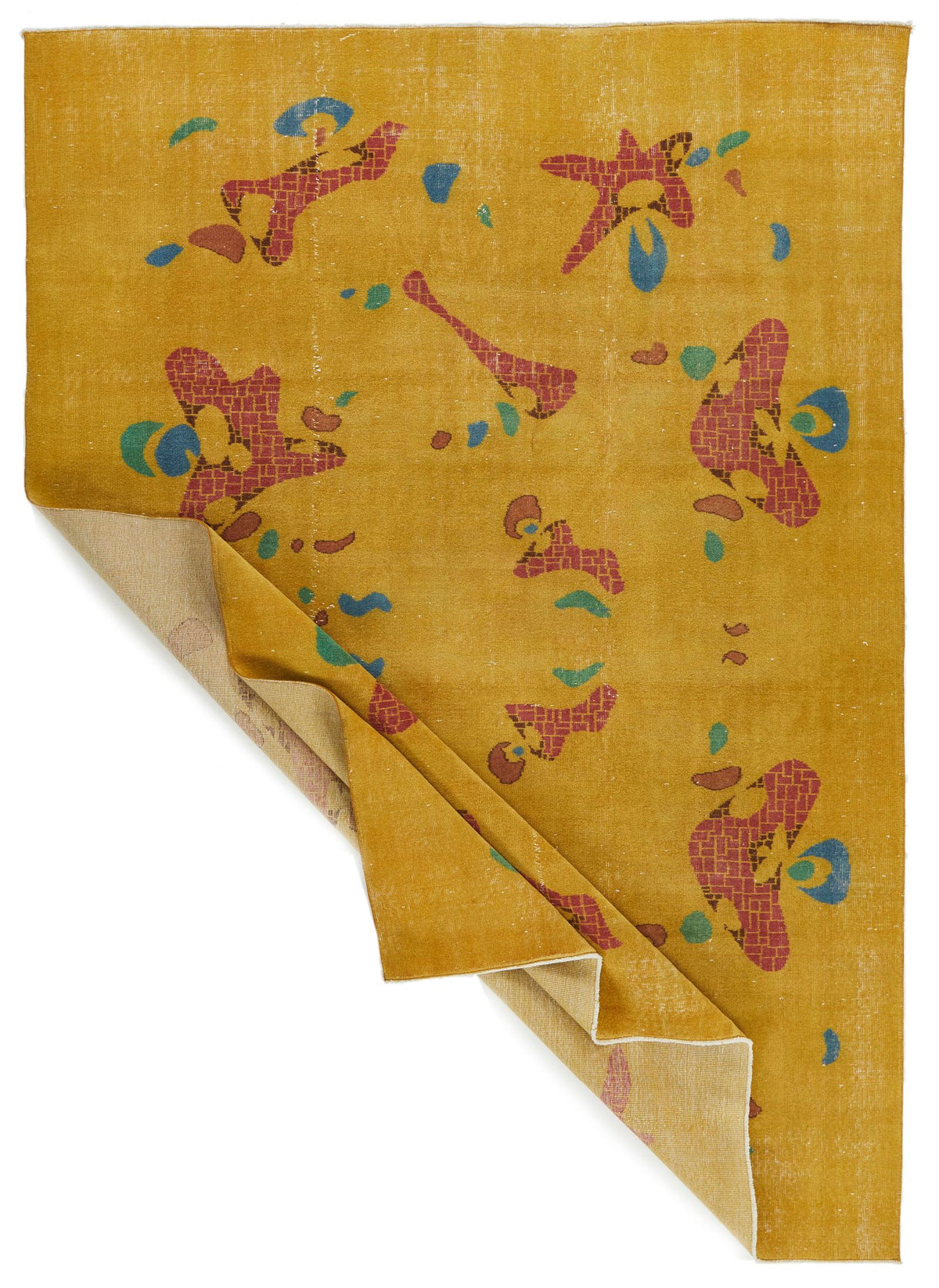 7x10 Mustard and Multicolor Turkish Anatolian Rug
