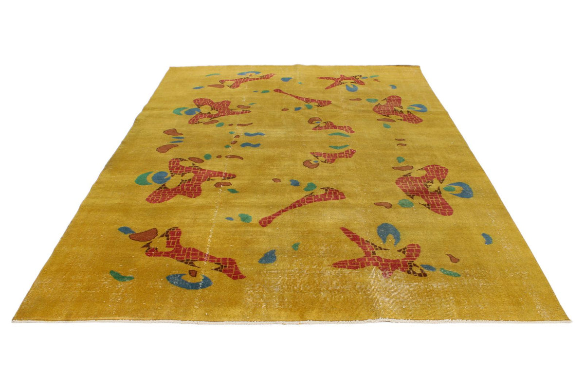 7x10 Mustard and Multicolor Turkish Anatolian Rug