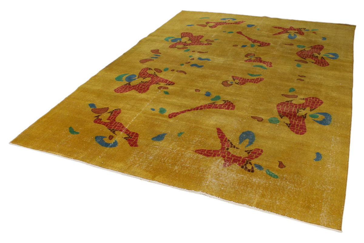 7x10 Mustard and Multicolor Turkish Anatolian Rug