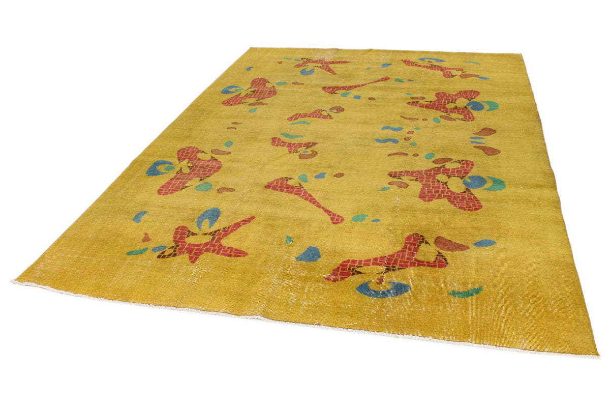 7x10 Mustard and Multicolor Turkish Anatolian Rug