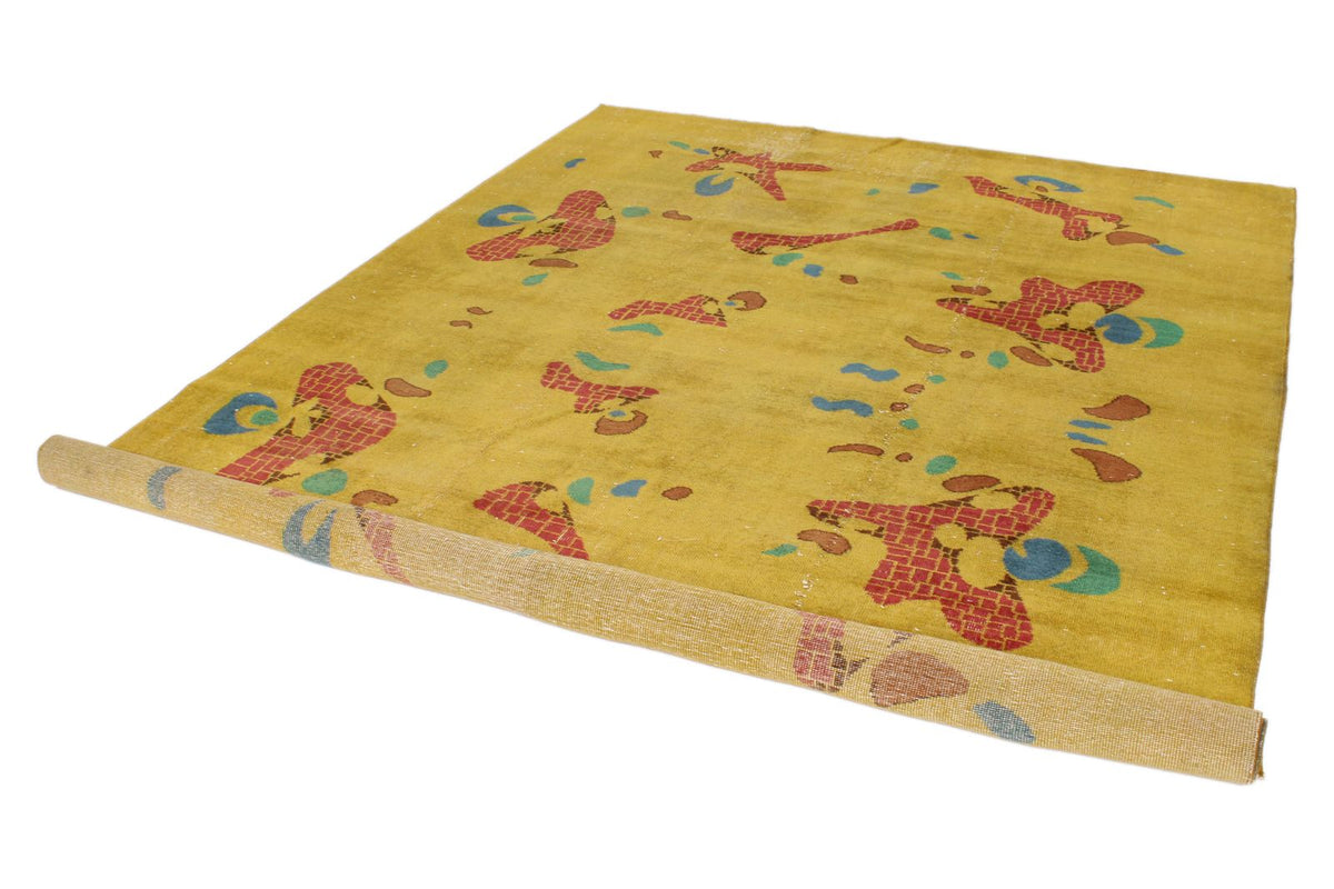 7x10 Mustard and Multicolor Turkish Anatolian Rug