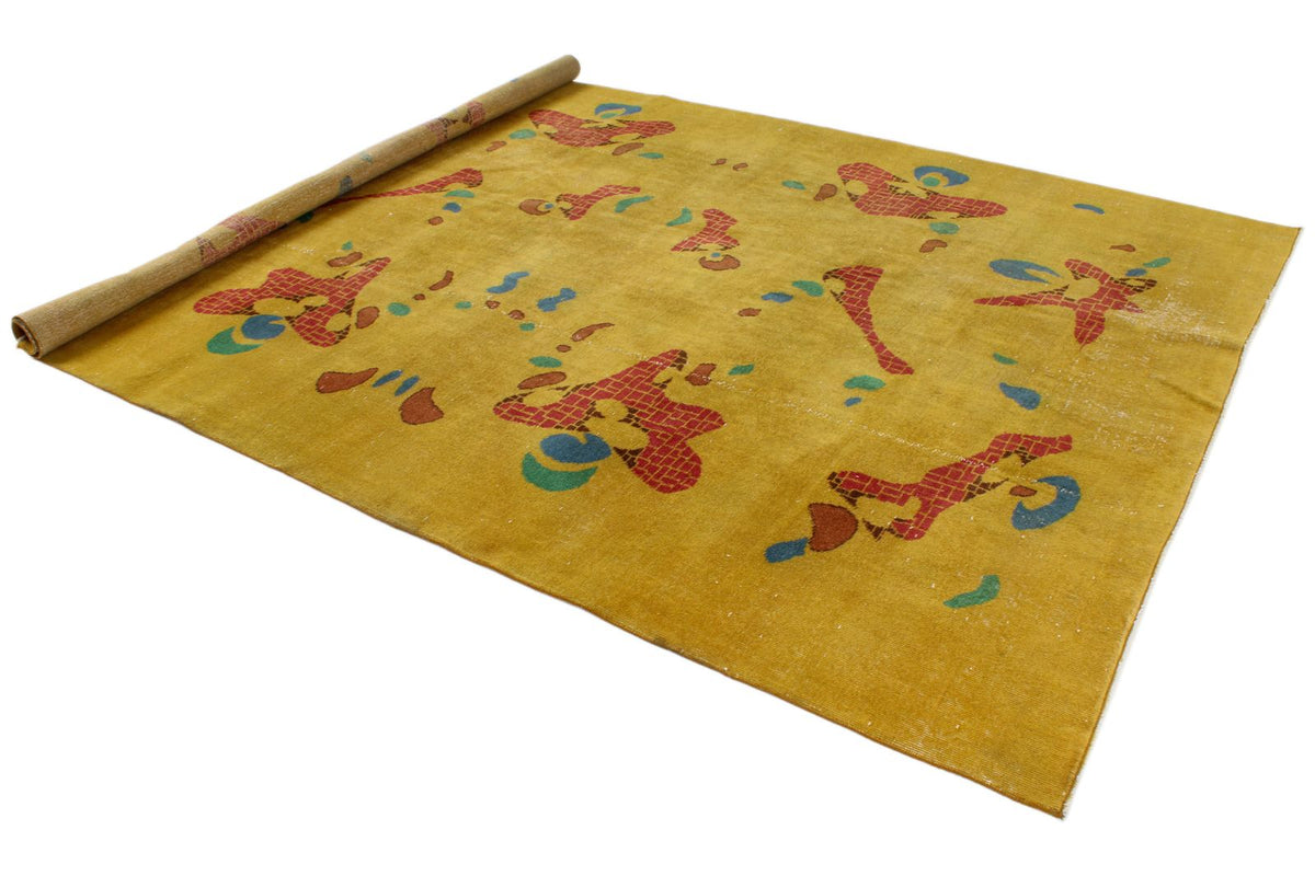 7x10 Mustard and Multicolor Turkish Anatolian Rug