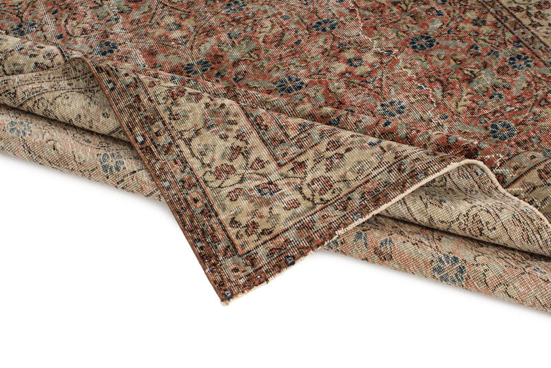 7x10 Rust and Ivory Turkish Anatolian Rug