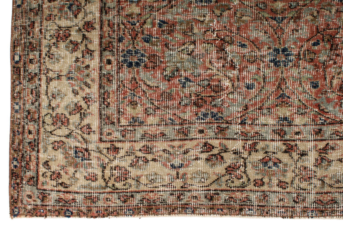 7x10 Rust and Ivory Turkish Anatolian Rug