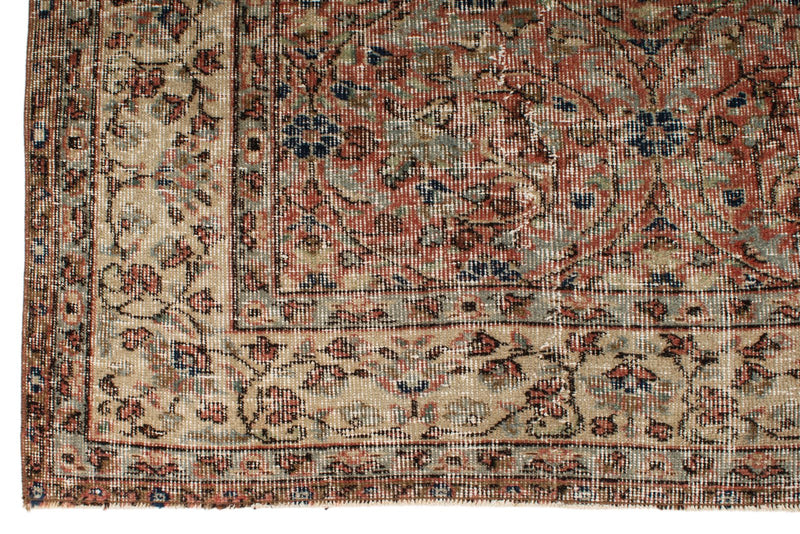 7x10 Rust and Ivory Turkish Anatolian Rug