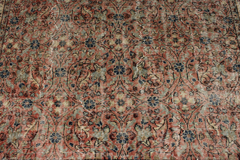 7x10 Rust and Ivory Turkish Anatolian Rug