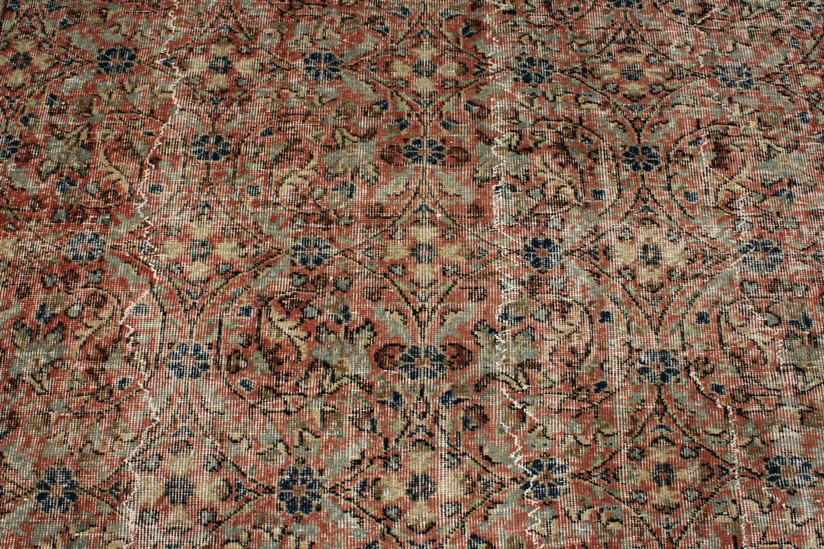 7x10 Rust and Ivory Turkish Anatolian Rug