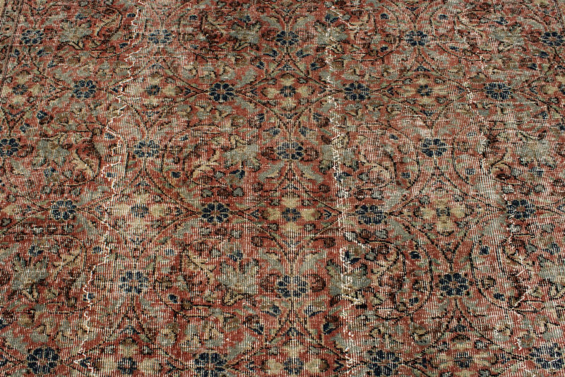 7x10 Rust and Ivory Turkish Anatolian Rug