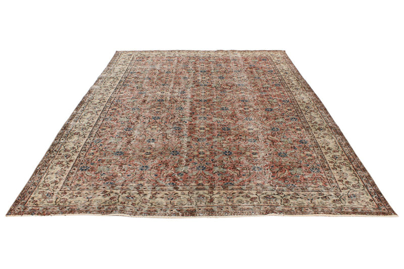 7x10 Rust and Ivory Turkish Anatolian Rug