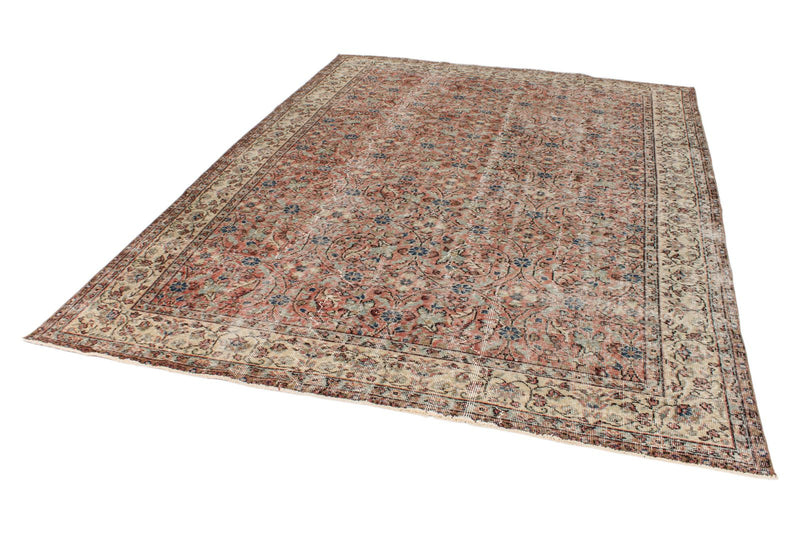 7x10 Rust and Ivory Turkish Anatolian Rug
