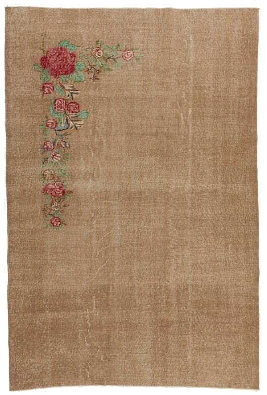 6x10 Light Brown and Red Turkish Anatolian Rug