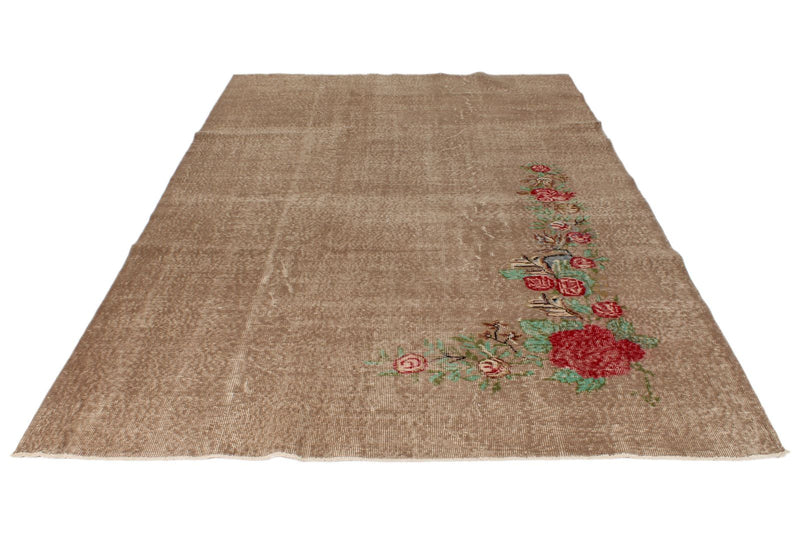 6x10 Light Brown and Red Turkish Anatolian Rug