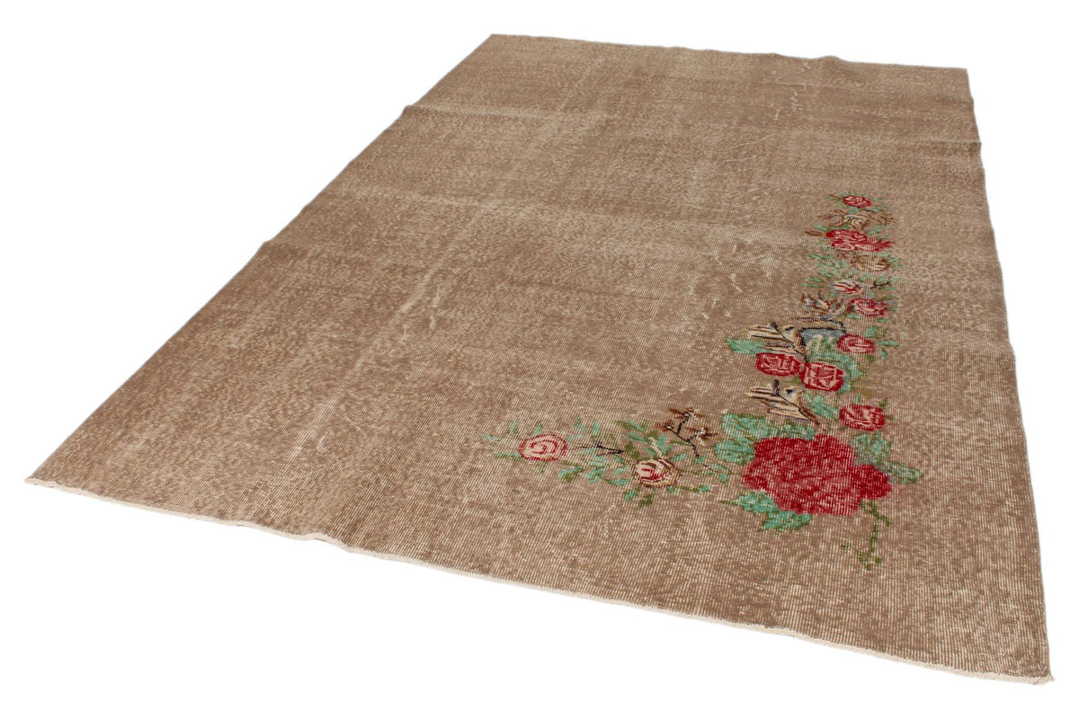 6x10 Light Brown and Red Turkish Anatolian Rug