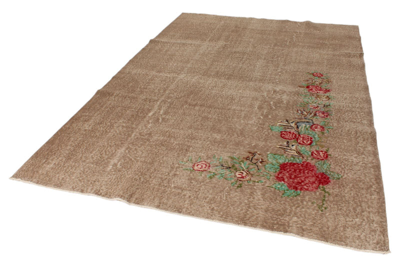 6x10 Light Brown and Red Turkish Anatolian Rug