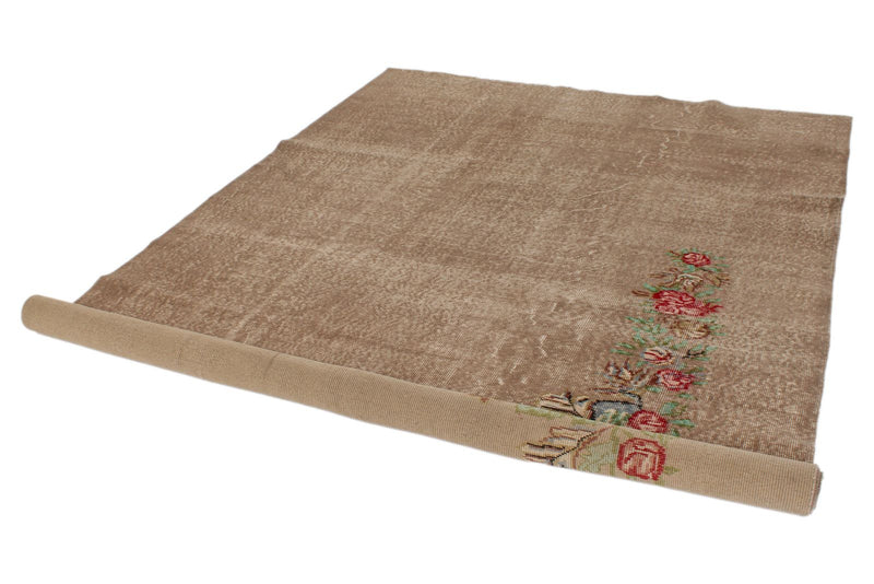 6x10 Light Brown and Red Turkish Anatolian Rug
