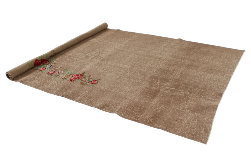 6x10 Light Brown and Red Turkish Anatolian Rug