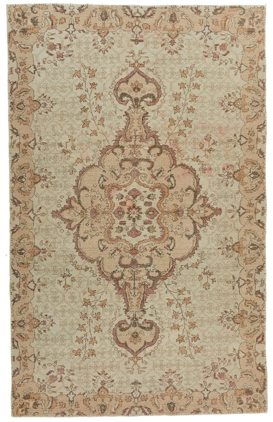 6x10 Light Brown and Brown Turkish Anatolian Rug