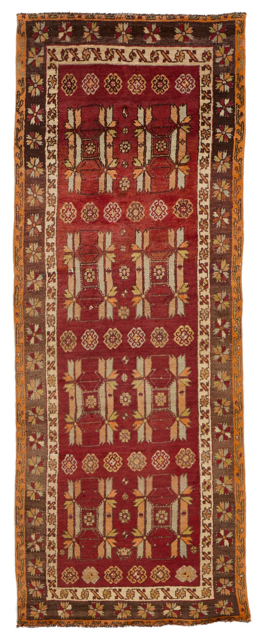 3x9 Red and Gray Turkish Tribal Runner