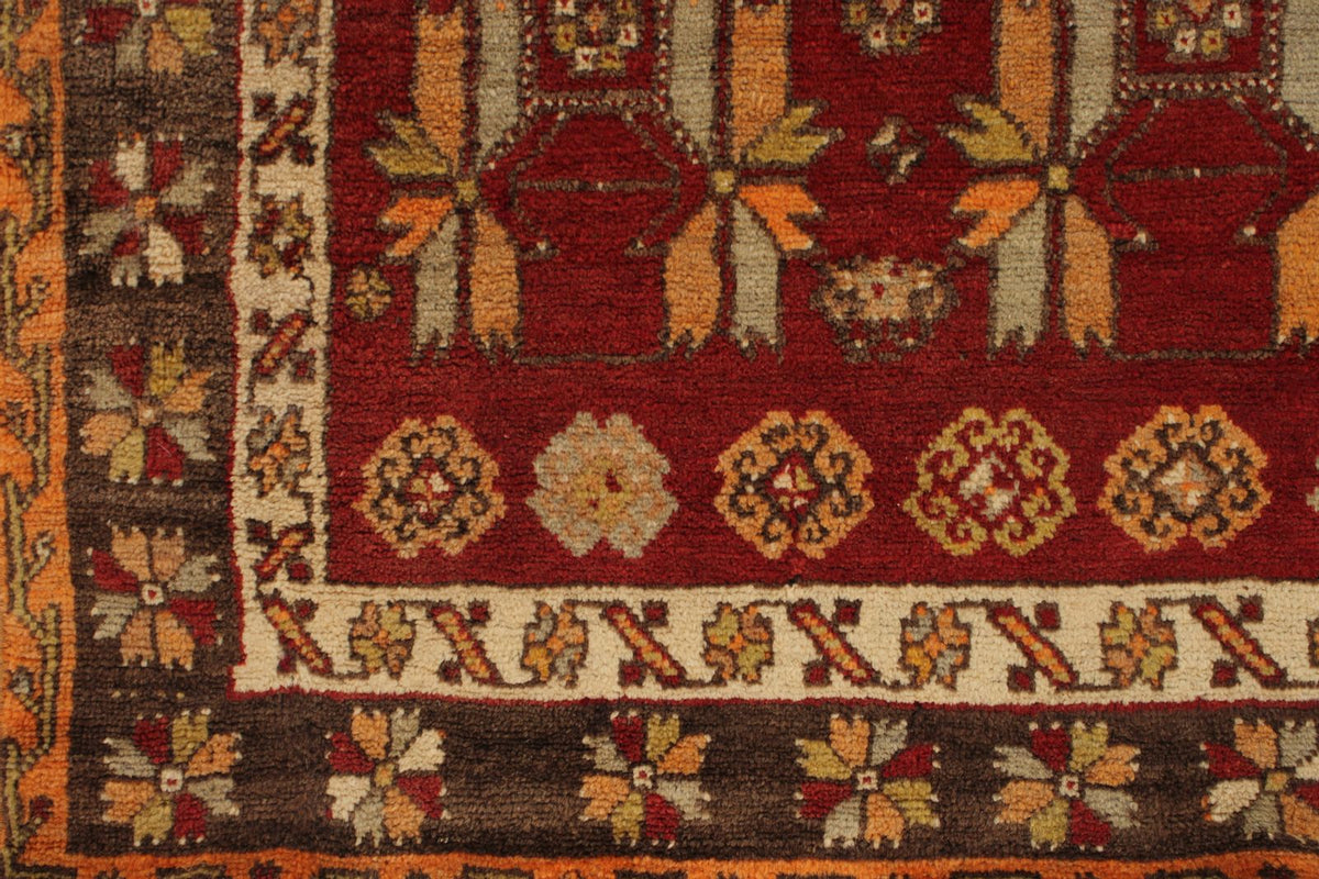 3x9 Red and Gray Turkish Tribal Runner