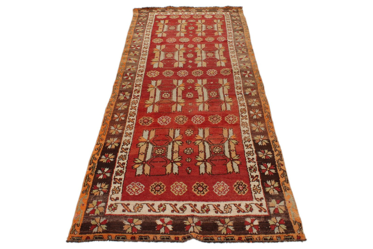 3x9 Red and Gray Turkish Tribal Runner