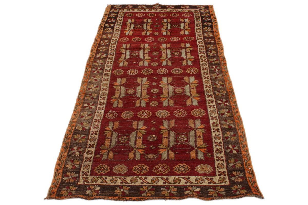 3x9 Red and Gray Turkish Tribal Runner