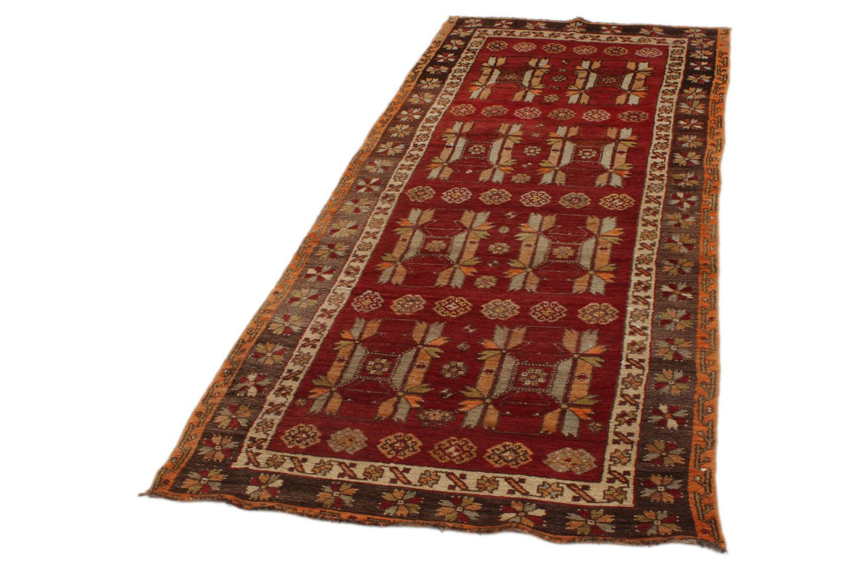 3x9 Red and Gray Turkish Tribal Runner