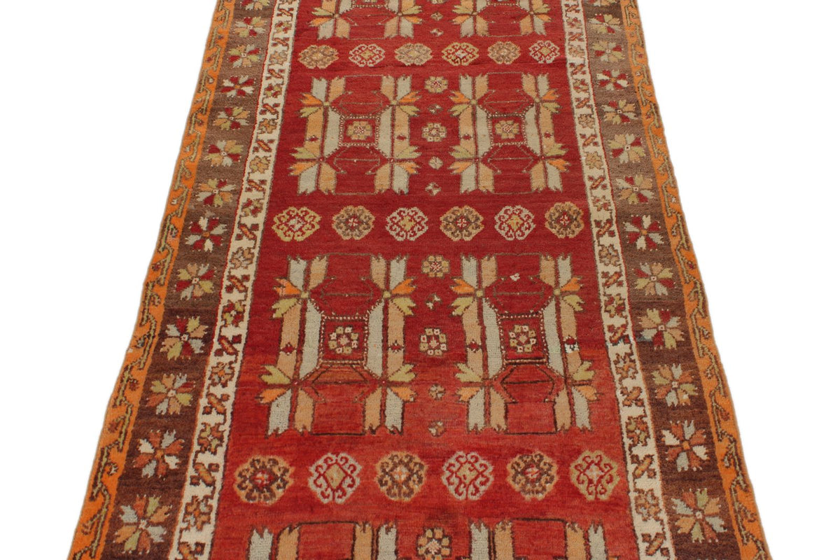 3x9 Red and Gray Turkish Tribal Runner
